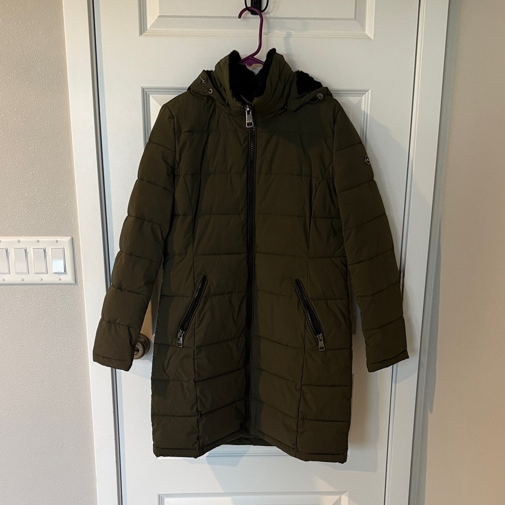 Andrew Marc Dark Green Puffer Coat